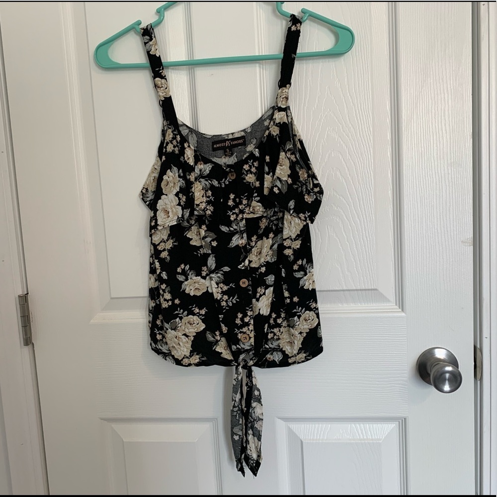Black with flowers small tank top